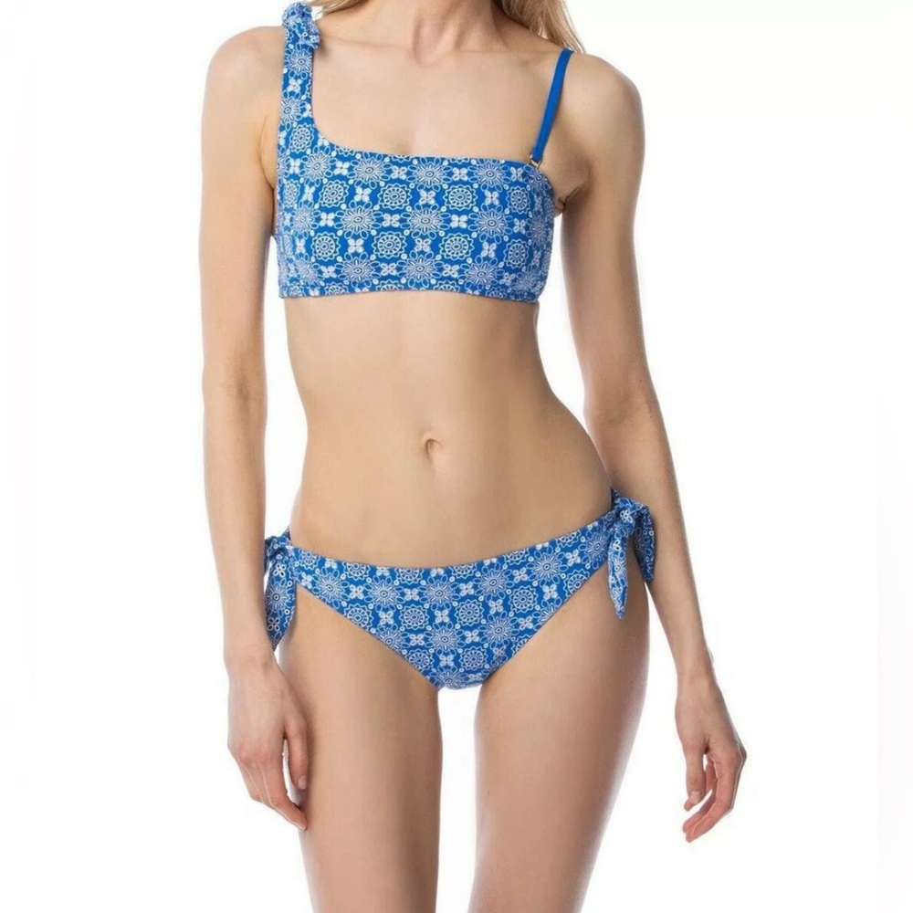 MICHAEL Michael Kors Blue White Tile-Print Bikini